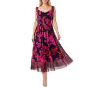 Newshows Women Summer Dresses Spaghetti Strap Mesh Maxi Dress Ladies A Line Flowy Floral Sundress Red Rose Floral,M