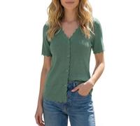 Newshows Women's Cardigans Summer Short Sleeve Cropped Cardigan Ladies Button Up Bolero Sweater Tops Dark Green,S