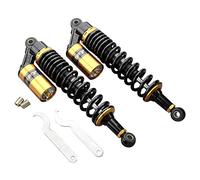 Newsmarts Pair Adjustable 13.5 Inch 340mm ATV Motorcycle Air Shock Absorbers Nitrogen Suspension Universal Fit for ATV UTV Go Kart Quad Dirt Sport Bikes Cafe Racer (Gold and Black)