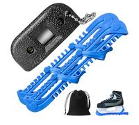 Newsmy 4 Pack Ice Skate Guards, 1 Pair Ice Skate Blade Covers, Ice Skate Sharpener with Velvet Bag, Ice Skating Accessories for Hockey and Figure Skating(Blue)