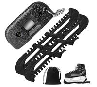 Newsmy 4 Pack Ice Skate Guards Black, 1 Pair Ice Skate Blade Covers, Ice Skate Sharpener with Velvet Bag, Ice Skating Accessories for Hockey and Figure Skating