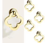 Newsmy 4 Pcs Flower Drop Ring Drawer Pulls, 55mm Brushed Gold Cabinet Knobs, Zinc Alloy Ring Handles for Wardrobe, Cupboard & Chest of Drawers, Antique Brass Style