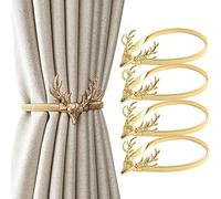 Newsmy Deer Curtain Tie Backs, 4 Pcs Gold Tie Backs for Curtains, Metal Curtain Holdbacks & Decorative Curtain Tiebacks Set, Curtain Holdback for Home & Office
