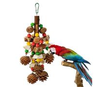 Newsmy Parrot Chewing Toys, Nuts Parrot Toys Supplement Calcium, Containing Natural Materials, Cuttlefish Bone, Colourful Bell, Pine Cones, Calcium Supplement for Cockatiel, Budgie and Parakeet