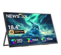 Newsoul Portable Monitor QLED 18.4 Inch 4K UHD 1500:1 Matte Screen, Aluminium Shell, Narrow Bezel Design with VESA Hole, Mini HDMI and USB-C Ports, Larger Second Screen for Laptop/Phone/Gaming