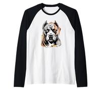Newspaper Art American Pit Bull Terrier Pittie Raglan Baseball Tee