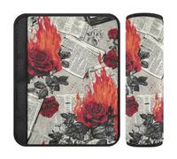Newspaper Burning Red Roses Retro 2 pcs Shoulder pad for seat Belt More Comfort Driving for Auto forro para cinturon de segurida