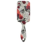 Newspaper Burning Red Roses Retro friendly hair brush for thined scalp massager brush for long hair with Ergonomic handle cepillo para cabello de mujer