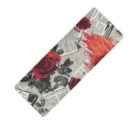 Newspaper Burning Red Roses Retro printed folding yoga mat travel Thick 1 mm for men non slip, with yoga bag for mat tapete para ejercicio 71x26 inches