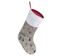 Newspaper Christmas Stockings 18 Inch Large Fireplace Hanging Stockings with Soft Plush Cuff & Red Loop for Xmas Tree Festive Holiday Party Favors Gift Home Decor