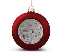 Newspaper Christmas Tree Ornaments 1.6 Inch Shatterproof Pc Plastic Balls with Lanyard Baubles Hanging Christmas Ball Ornaments for Xmas Tree Holiday Party Wedding Home Decorations-red