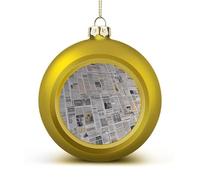 Newspaper Christmas Tree Ornaments 1.6 Inch Shatterproof Pc Plastic Balls with Lanyard Baubles Hanging Christmas Ball Ornaments for Xmas Tree Holiday Party Wedding Home Decorations-Golden