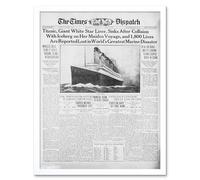 Newspaper Front Sheet Page Titanic Disaster 1912 Times Despatch Art Print Framed Poster Wall Decor 12x16 inch