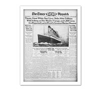 Newspaper Front Sheet Page Titanic Disaster 1912 Times Despatch Artwork Framed Wall Art Print 18X24 Inch