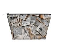 Newspaper hd Print Makeup Bag Travel Cosmetic Bag Large Capacity Makeup Organizer Case Portable Makeup Pouch for Washing, Bedroom Storage