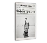 Newspaper Poster Print, Feminist Middle Fingre Attitudes Art, Newspaper Print, Black And White Wall Art, Vintage Print, Fashion Art Frame-style 24x36inch(60x90cm)