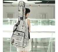 Newspaper Style 600D Water- Oxford Cloth Gig Bag Guitar Carrying Case with Padded Straps Stitched for Acoustic Classic Folk