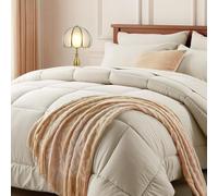 Newspin Twin XL Bed in a Bag Bedding Set - 5 Pieces Beige All Season Comforter Set, Ultra Soft Bedding Comforter Set with Comforter, Flat Sheet, Fitted Sheet, Pillowcase & Sham