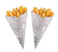Newsprint Fish & Chips - Fast Food Take Away Disposable Packaging Tray Boxes - Select Items (Cone, 200)