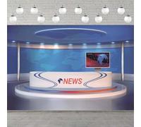 Newsroom Photography Background Studio TV Breaking News Room Broadcasting Background Program Recording News Report Banner 300x200CM