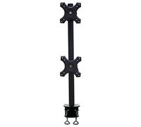 Newstar FPMA-D700DV Tilt/Turn/Rotate Dual Desk Mount (clamp) for two 10-27" Monitor Screens ONE ABOVE OTHER, Height Adjustable - Black