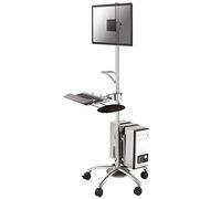 Newstar FPMA-MOBILE1800 Mobile Work Station Floor Stand for monitor (10"-27"), keyboard, mouse & PC - Silver