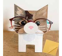 Newsukie Wooden Animal Eyeglass Stand, Creative Animal Glasses Holder, Cat Glasses Holder, Christmas Cute Glasses Holder for Home Office Desk (D)