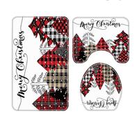 NEWSUYAA Christmas Bathroom Rugs Set,3 Pcs W/Toilet Seat Cover Area Mats Xmas Santa Claus Snowman Bathroom Decorations Funny Xmas Indoor Décor (n1), SDJ001-US-2