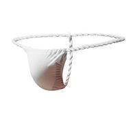 Newsywell Men's Ice Silk Thong Bikinis Seamless Micro Low Rise Spandex Briefs Underwear White XX-Large
