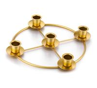 Newtay 1 Pack Christmas Advent Wreath Candle Holder 5 Candle Advent Wreath 8.5 Inch Advent Wreath Ring Table Decoration Xmas Metal Advent Gold Candle Holder for Christmas Holiday Advent Home Decor