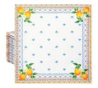 Newtay 12 Pack Lemon Cloth Napkins Double Bordered Mediterranean Napkins Spring Summer Washable Dinner Tea Party Supplies for Home Kitchen Botanical Fresh Spring Summer, 17 x 17 Inch