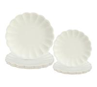 Newtay 30 Pcs Cream Scalloped Paper Plates 9.5 Inch and 7.5 Inch Shell Edge Disposable Dinner Plates for Birthday Wedding Baby Shower Party Decorations