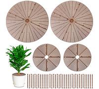 Newtay 4 Pcs Plant Pot Grid Soil Protector Covers Cuttable Flower Cover from Animals 20.5" 11.8" Cat Digging Stopper Plant Pot Cover with Stakes for Indoor Outdoor Gardening(Brown)