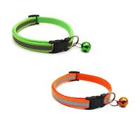 Newtensina 2 Pieces Cute Reflective Cats Collar with Bells - OrangeGreen