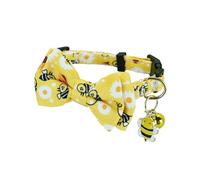 Newtensina Fashion Cute Bee Dinosaurs Pattern Cat Collar with Bee Dinosaurs Pendant for Cats - Yellow
