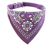 Newtensina Fashion Dog Bandana Collar Dog Collar Boy Medium Bandana Puppy Bandana with Collar for Dogs - Purple - XL