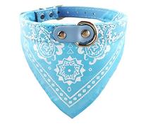 Newtensina Fashion Dog Bandana Collar for Boys - Medium Puppy Bandana With Collar - Light Blue - L
