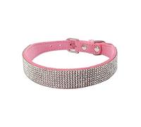 Newtensina Fashion Dog Collar with Diamante Bling Cute Kitten Collar Puppies Collar for Dogs Cats - Pink - M