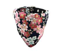 Newtensina Soft Bandana Dog Collar Classic Flower Sakura Design Cute Bandana for Dogs Cats - Black - XS