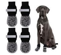 Newthinking 2 Pair Dog Socks Paws Stop Licking, Anti Slip Dogs Socks with Grips and Adjustable Strap, Indoor Dog Shoes for Large Medium Small Dogs Injured Paw Protection (Black, X-Large)
