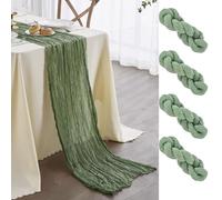 Newthinking 4 Packs Sage Green Cheesecloth Table Runner, 10ft Rustic Gauze Fabric Cheesecloth Table Runner for Wedding Table Decoration Holiday Party, 90X300CM