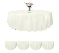Newthinking 84inch Round Disposable Table Cloth, 4 Pack Plastic Round Disposable Table Cover for Circular Table Wedding Banquet Party Birthday