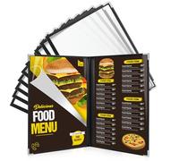 Newthinking A4 Menu Covers 10 Pack, Clear PVC Menu Cover with Metal Corner Protectors, 2 Page 4 Views Menu Holder for Restaurants, Bars, Cafes