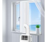 Newthinking Air Conditioner Window Kit, Portable Anti-Mosquito Wind Resistant Window Seal Kit with Zip and Adhesive Fastener for Portable Air Conditioner and Tumble Dryer, 400cm/158 Inch, No Drilling