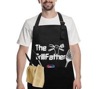 Newthinking BBQ Apron for Men, Black Funny Cooking Aprons with 3 Pockets and Adjustable Strap for Men, Husband, Dad