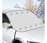 Newthinking Car Windscreen Cover, 9 Magnet and 4 Fixing Straps, Ultra-Thick Magnetic Windscreen Ice Frost Protector with Rearview Mirror Cover for Winter Car SUV