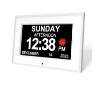 Newthinking Dementia Digital Clock, 7-inch Large Display Digital Clock with Date and Day of W or Senior Dementia Alzheimer Elderly, 12 Sets of Alarm Clock Settings, 6 Display Modes White