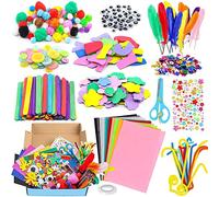 Newthinking DIY Craft Kits for Kids, Make Your Own Colorful Animals 1200 PCS+ Kids Arts and Crafts Kit with Pipe Pom Poms, Feathers, Beads, Colored Felt for School Home Children Age 5 6 7 8 9 Years+