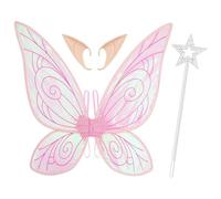 Newthinking Fairy Wings for Kids Adults, Sparkle Angel Butterfly Wings with Elf Ears and Wand for Women Girls Halloween Christmas Costume Party Dress Up