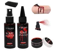 Newthinking Fake Blood Set, 3PCS Washable Realistic Blood Body Makeup Paint for Halloween Zombie, Vampire Cosplay, 60ml Blood Spray +60ml Dripping Blood+30ml Coagulated Gel Blood